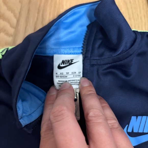 Nike Navy Blue Neon Green Tracksuit Futura Tricot Sz 4 Sweatshirt Jacket Pants - Picture 5 of 7